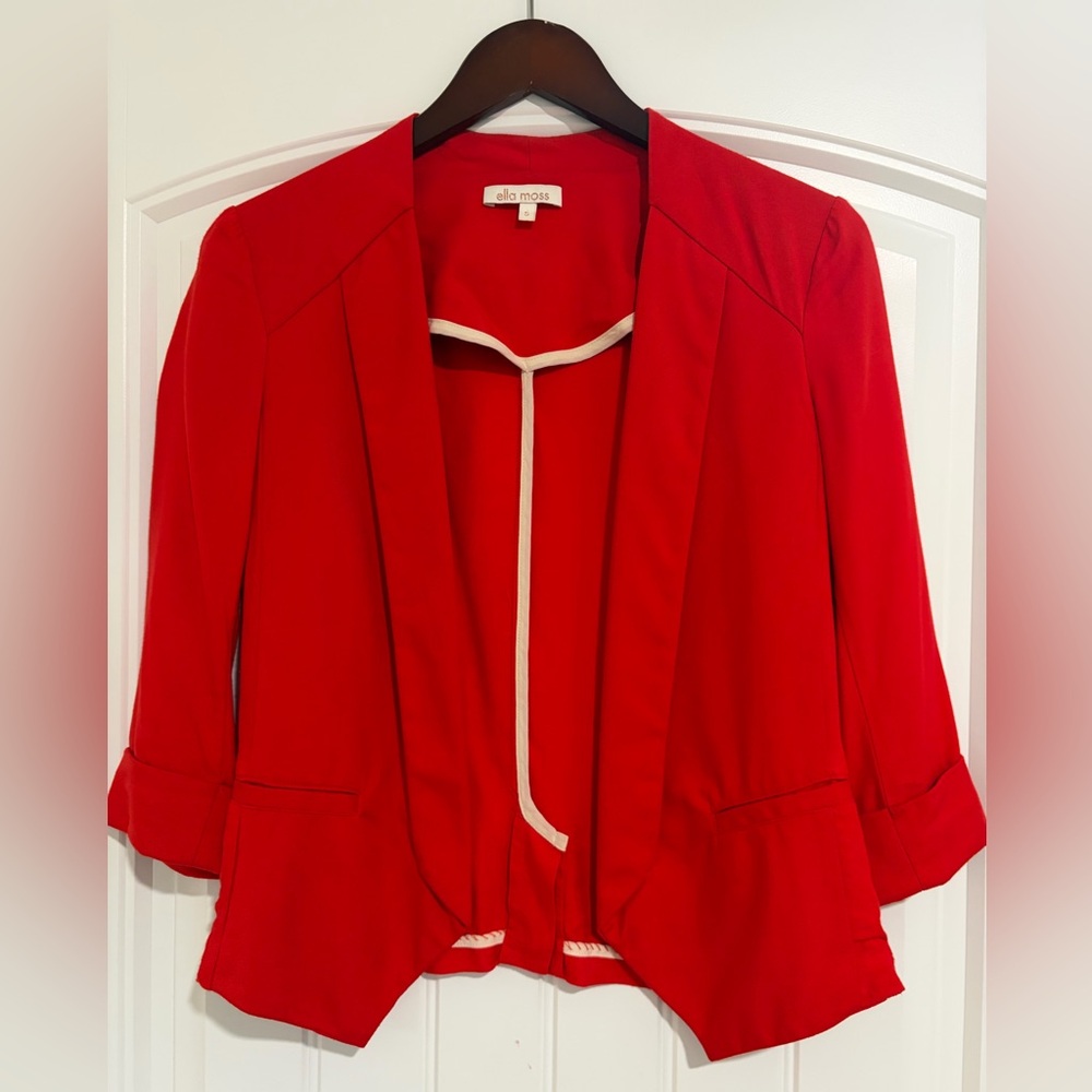 Ella Moss Vibrant Red Open-Front Blazer
